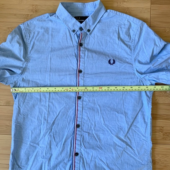 Fred Perry Short Sleeve Cotton Button Casual Oxford Shirt Size S Trim Detailing - Picture 11 of 14